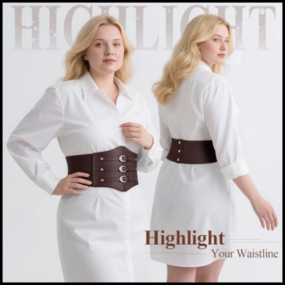 Wide Elastic Corset Belt with Gold Buckle Stretchy Waspie Waist Belt main image 5